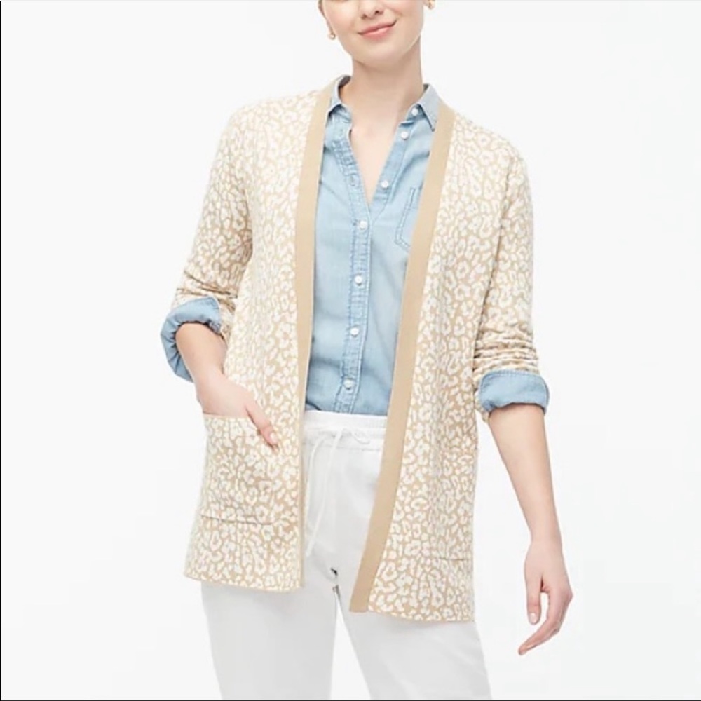 J. Crew Leopard open cardigan sweater